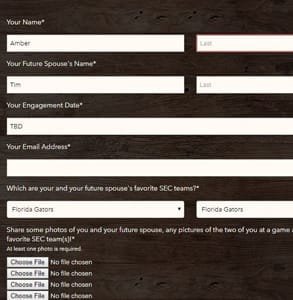 Screenshot ze stránky odeslání soutěže společnosti Johnsonville