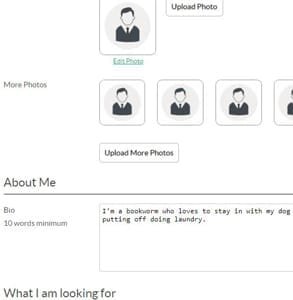 Screenshot van de registratiepagina van Free.Date