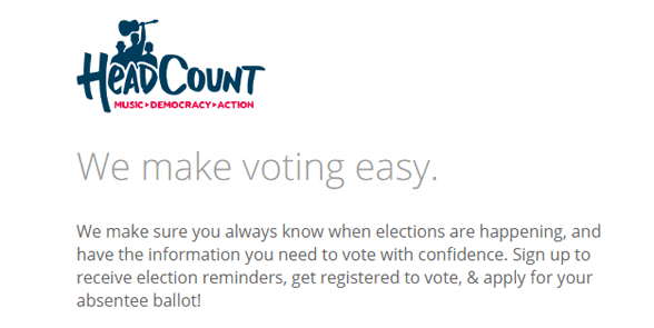 Screenshot van HeadCount's TurboVote-pagina