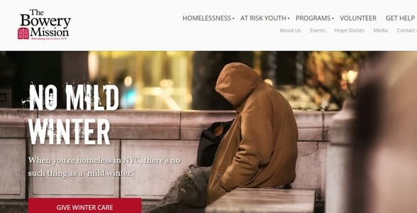 Screenshot der Website der Bowery Mission