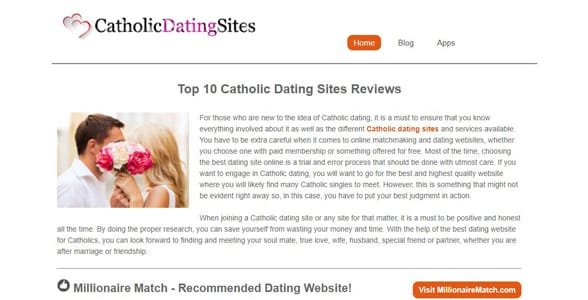 Capture d'écran de CatholicDatingSites.org