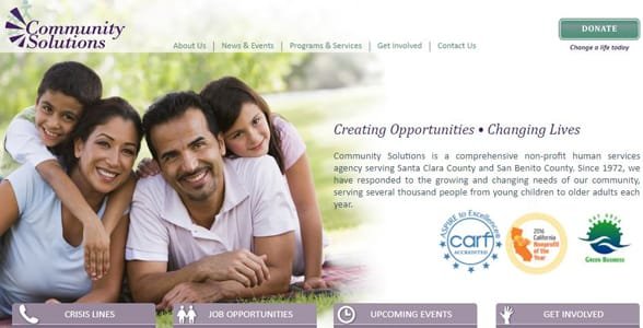 Schermata del sito Web di Community Solution