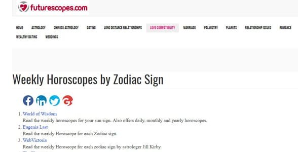 Zrzut ekranu z Futurescopes.com