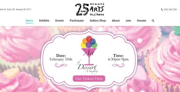 Screenshot von der Newark Arts Alliance-Website