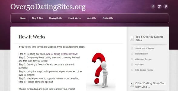 Screenshot von Over50DatingSites.org