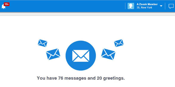 Capture d'écran d'un compte Zoosk