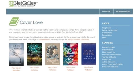 Screenshot z domovské stránky NetGalley