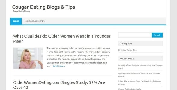 Screenshot des CougarDatingSite.org-Blogs