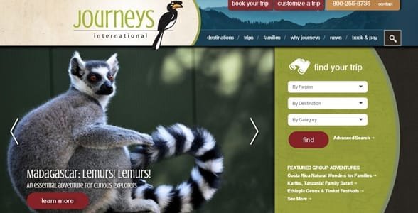 Screenshot z webových stránek Journeys International