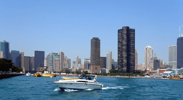 Foto van een Boatsetter-boot op Lake Michigan