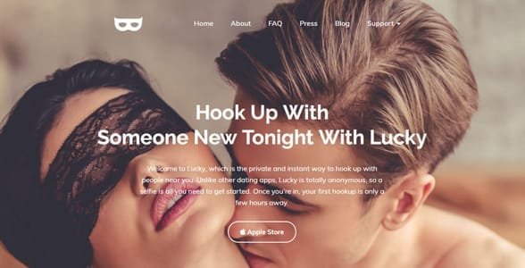 Screenshot van Lucky's homepage