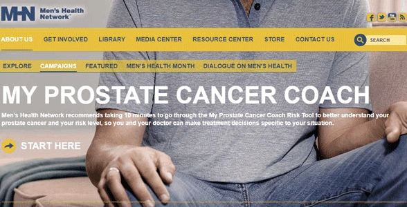 Capture d'écran du site Web du Réseau pour la santé des hommes