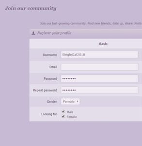 Capture d'écran de la page d'inscription de SeekingSugarMummy