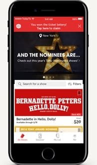 Capture d'écran de l'application TodayTix