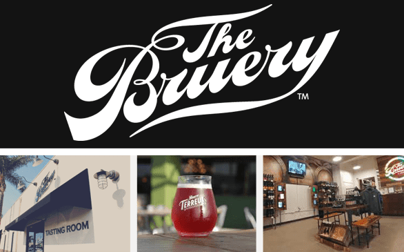 Capturas de pantalla del logotipo de The Bruery y tres ubicaciones
