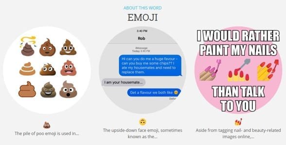 Capture d'écran de la page emoji de Dictionary.com