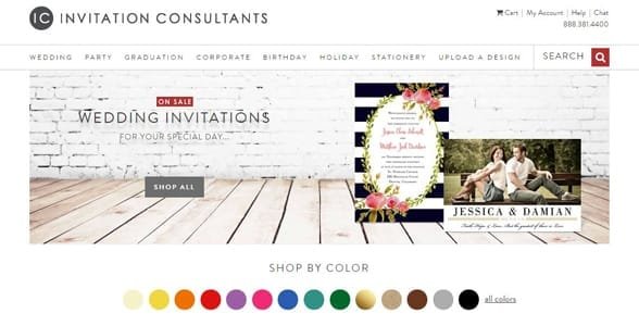 Captura de pantalla del sitio web de Invitation Consultants