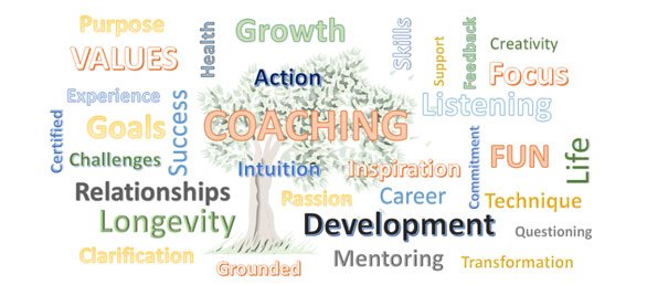 Screenshot van een coaching woordwolk