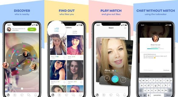 Captures d'écran de l'application mobile LOVOO