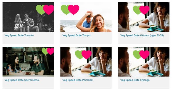 Screenshot der Veranstaltungsstädte Find Veg Love