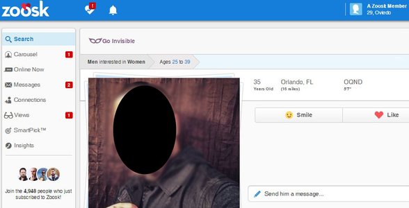 Capture d'écran de Zoosk.com