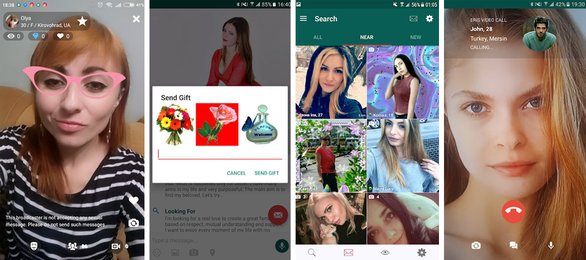 Captures d'écran de l'application ErisDating