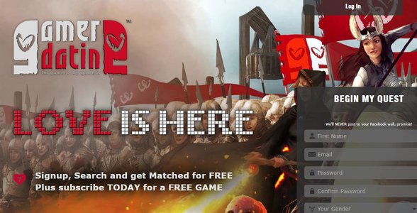 Zrzut ekranu strony głównej GamerDating