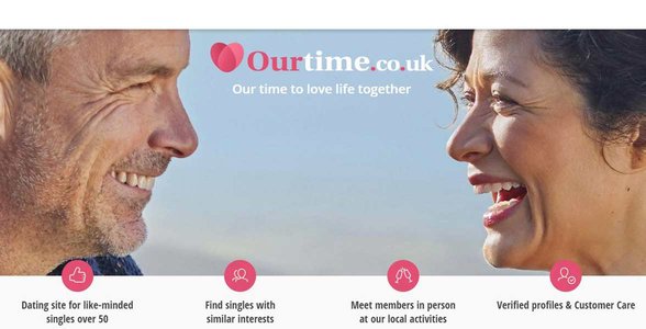 Screenshot der OurTime-Homepage