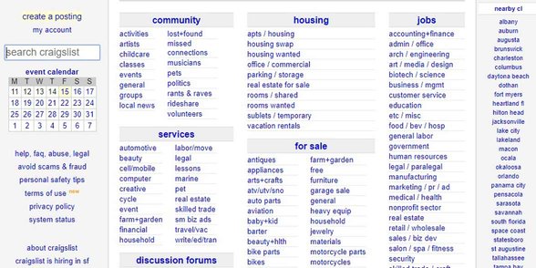 Capture d'écran de Craigslist