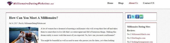 Capture d'écran de MillionaireDatingWebsites.net