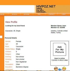 Screenshot von HIVPoz.net