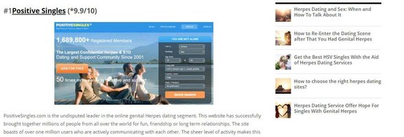 Screenshot einer Rezension auf GenitalHerpesDatingSites.info