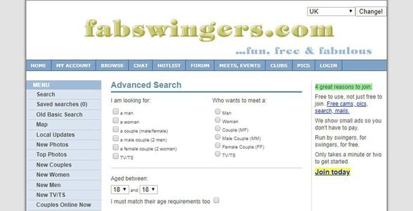 Screenshot von FabSwingers.com